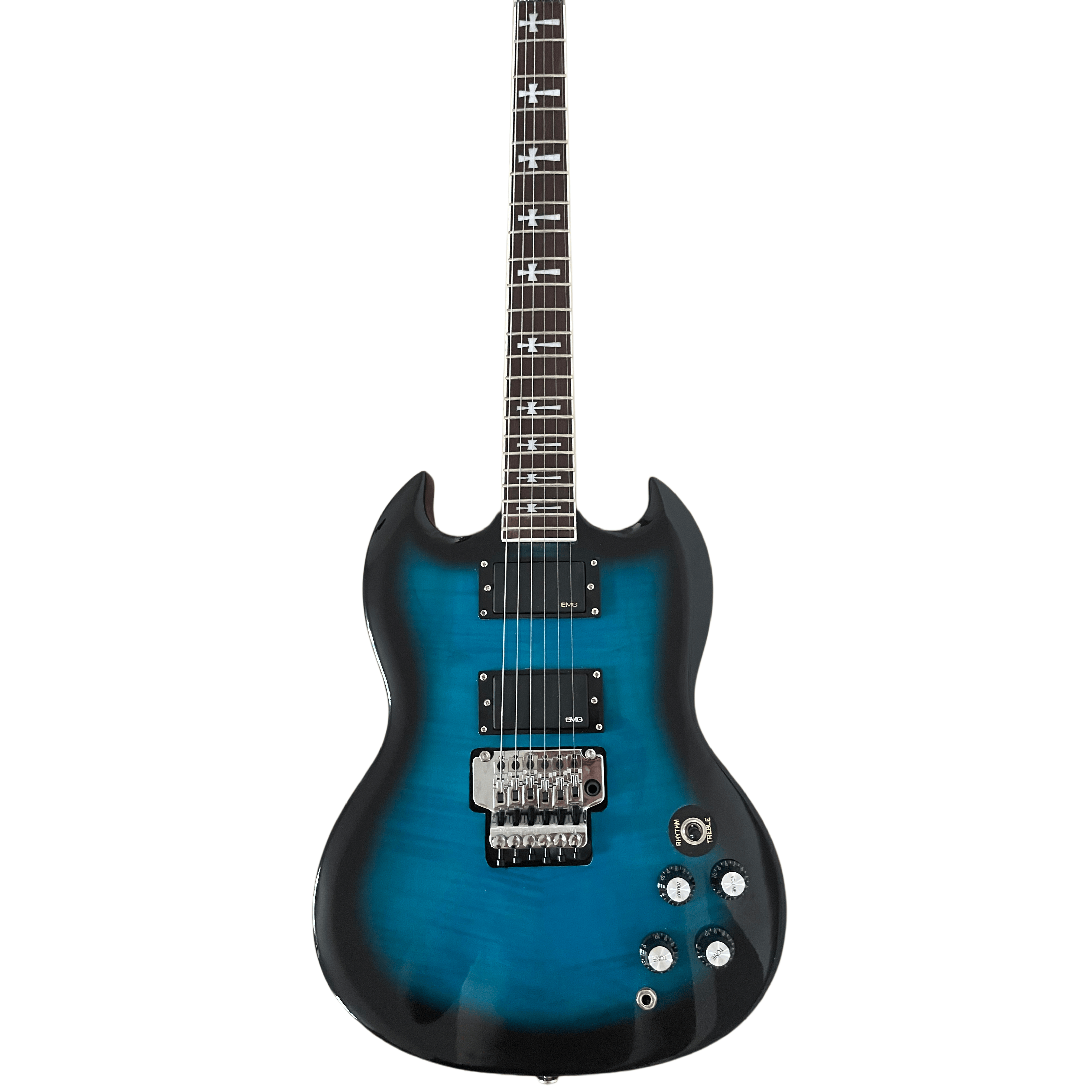 Custom 6-string SG Electric Guitar Blue  FloydRose Vibrato Mahogany Body
