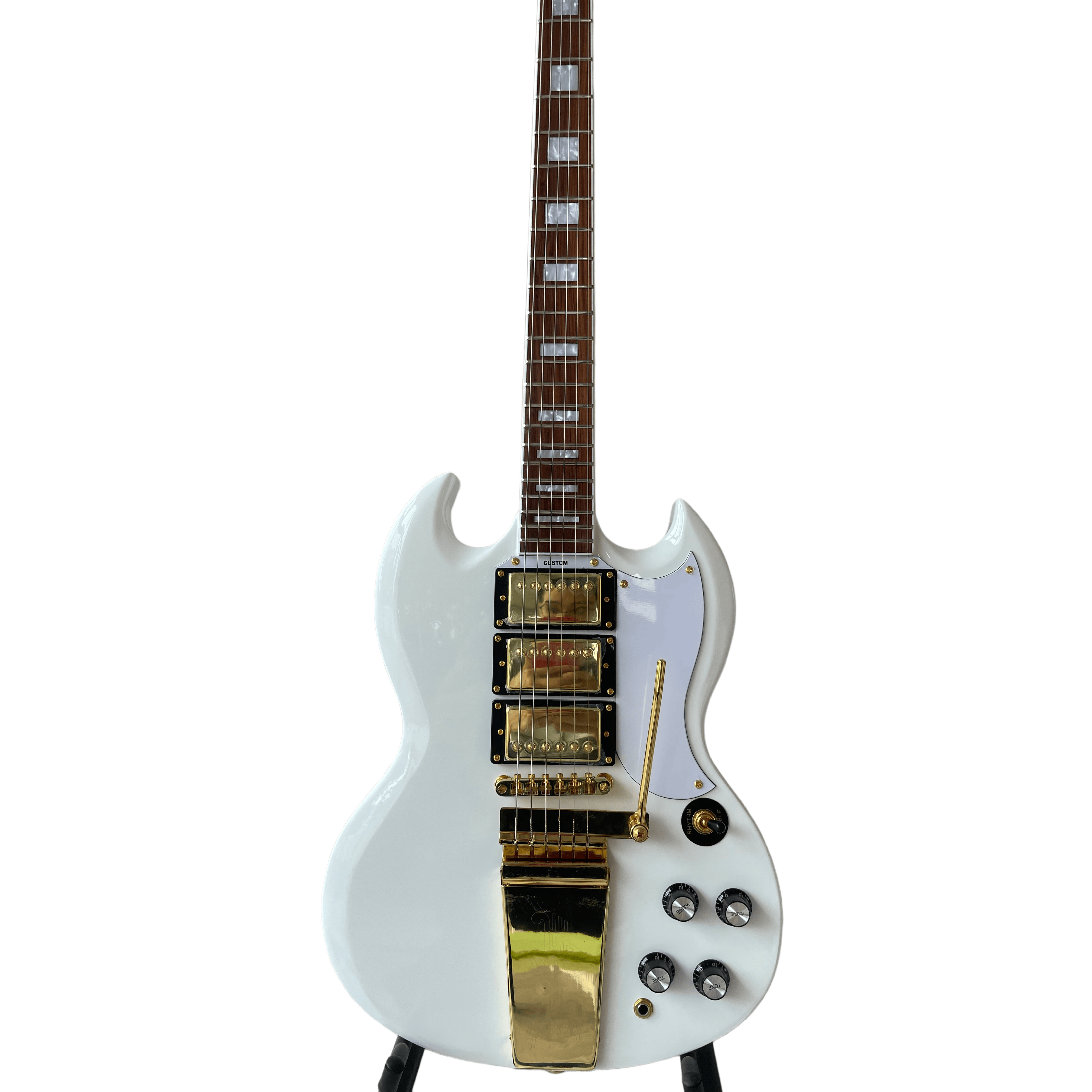 1963 SG Custom Classic White Electric Guitar Gold Hardware 3H Pickups Factory