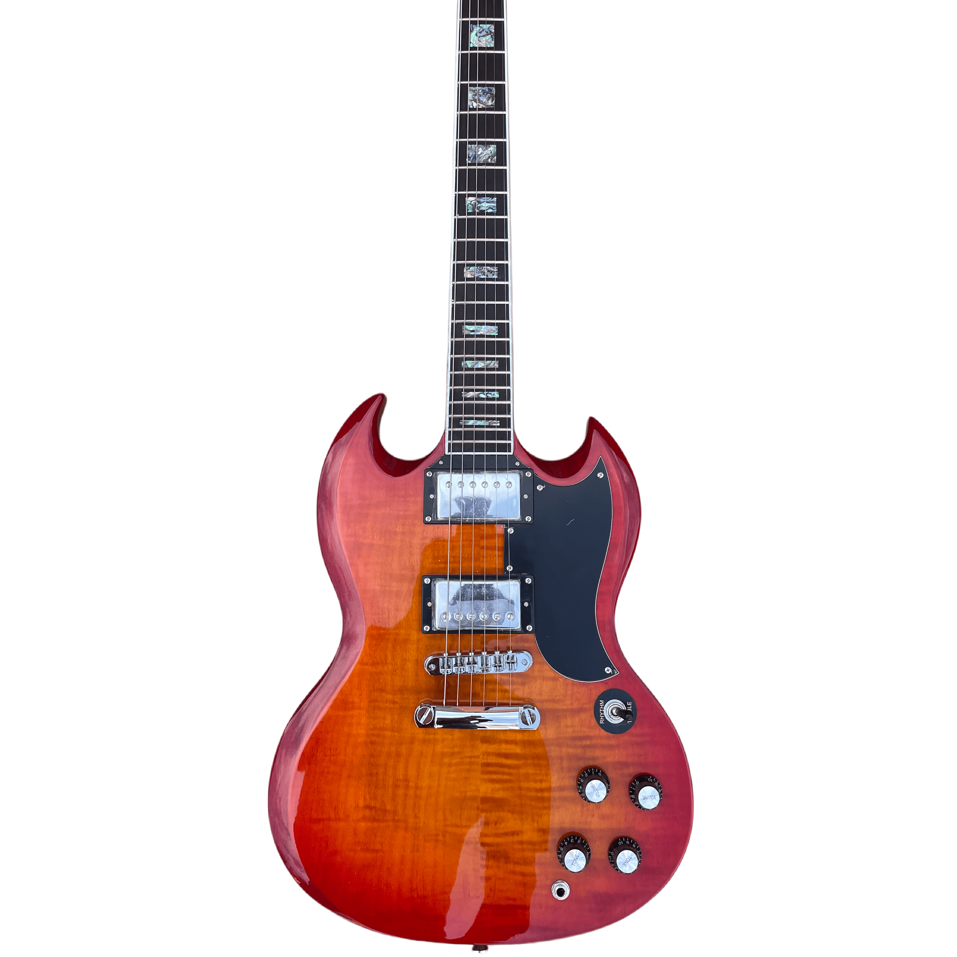 Custom 6 String SG Electric Guitar Colored Shell Inlay Bind Frets ABR Bridge Red