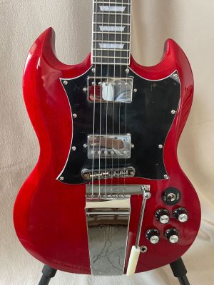 6 String Custom SG Model G400 Wine Red Electric Guitar Vibrato System 2 Pickups