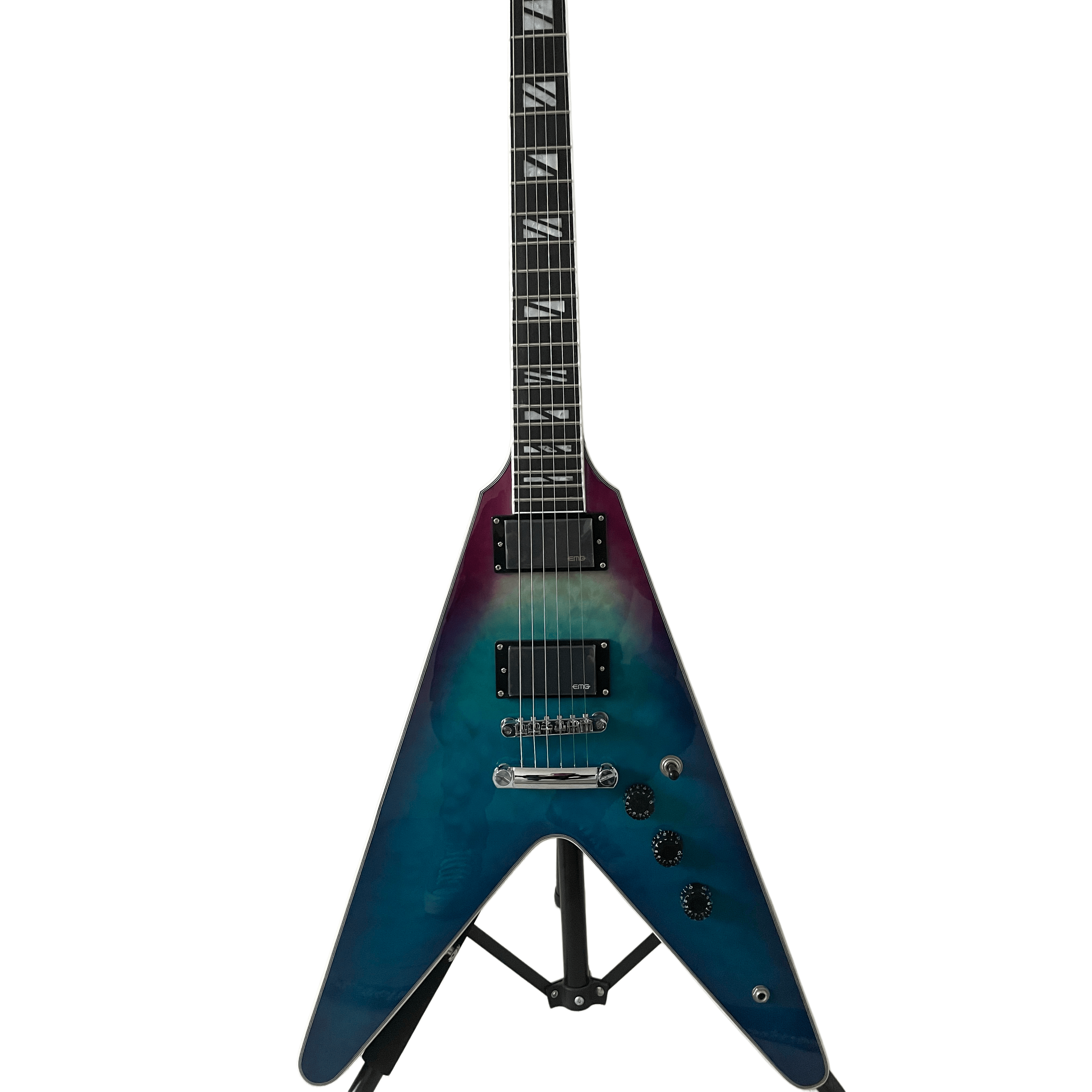 Colorful Flight V Electric Guitar, Large Flower Finish, Wrapped In Silk
