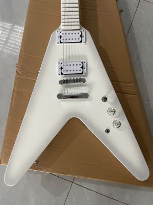 Shaped Flying V Electric Guitar White Mahogany Body And Rosewood Fingerboard