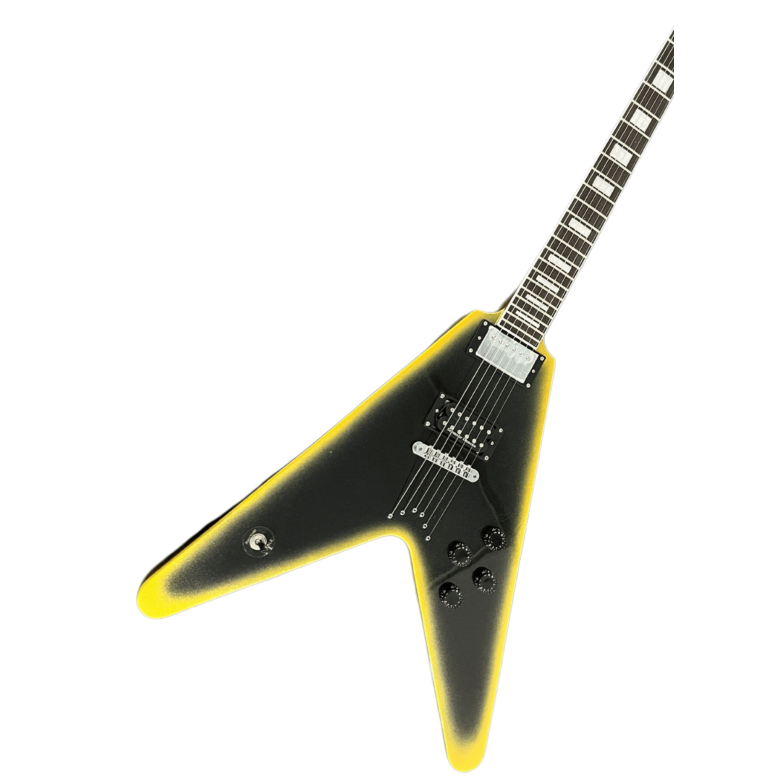 High-end Custom Yellow Bezel With Black Finish Flight V Electric Guitar