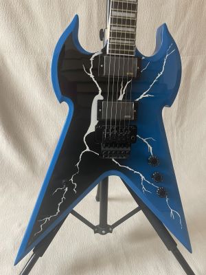 WYLDE War Hammer Zakk Electric Guitar Mahogany Body Blue Lightning FloydRose Vibrato
