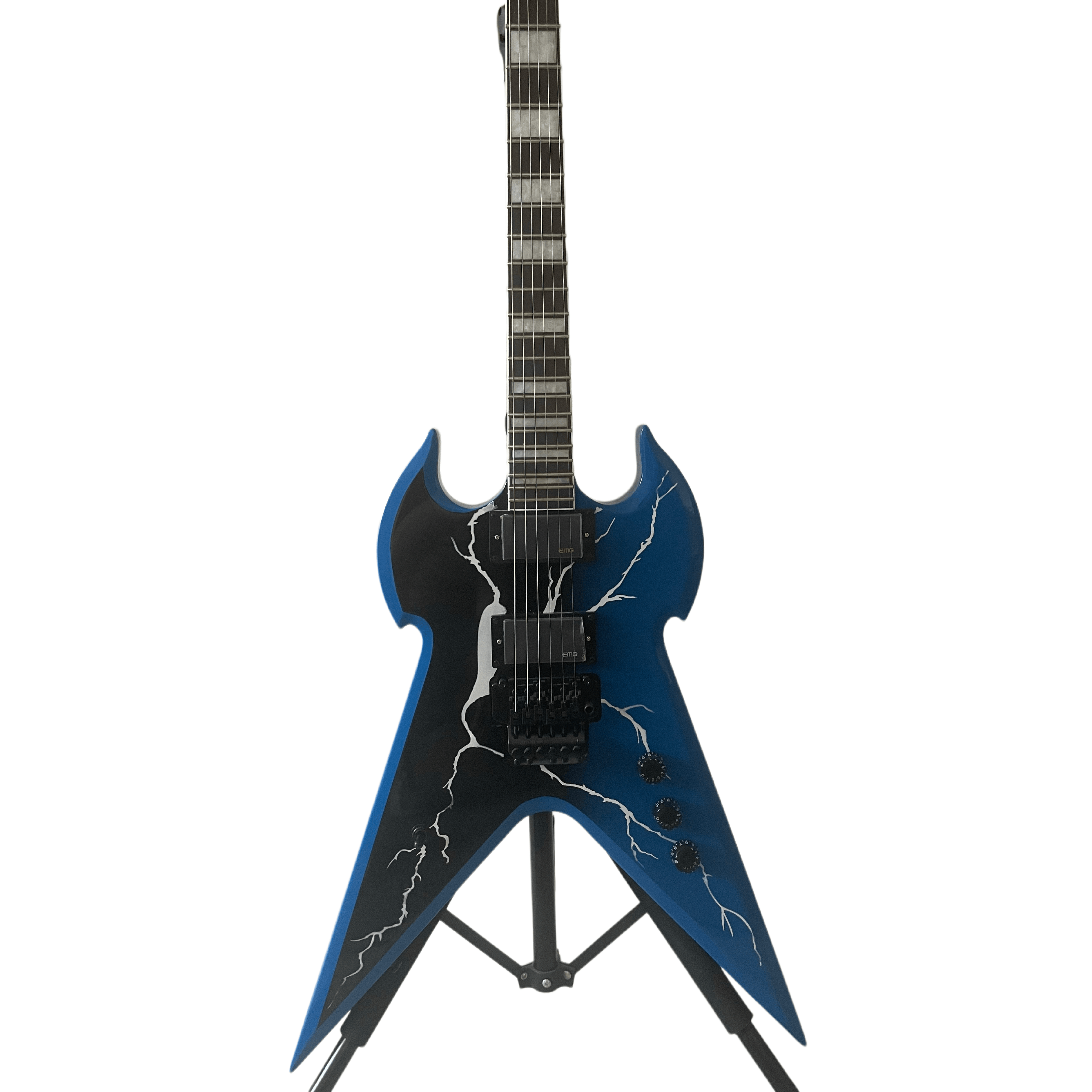 WYLDE War Hammer Zakk Electric Guitar Mahogany Body Blue Lightning FloydRose Vibrato