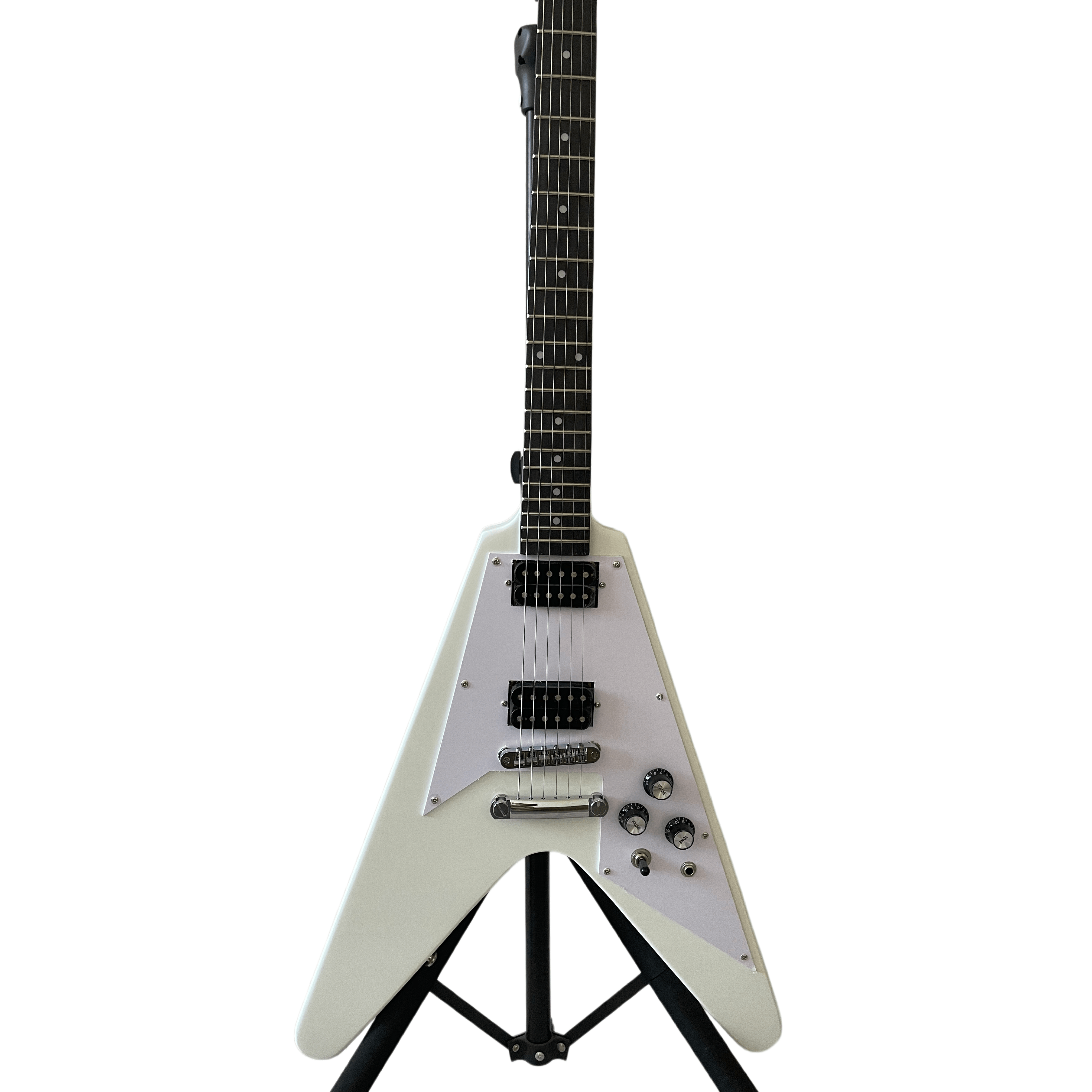 Shaped Flying V Electric Guitar White Mahogany Body Rosewood Fingerboard