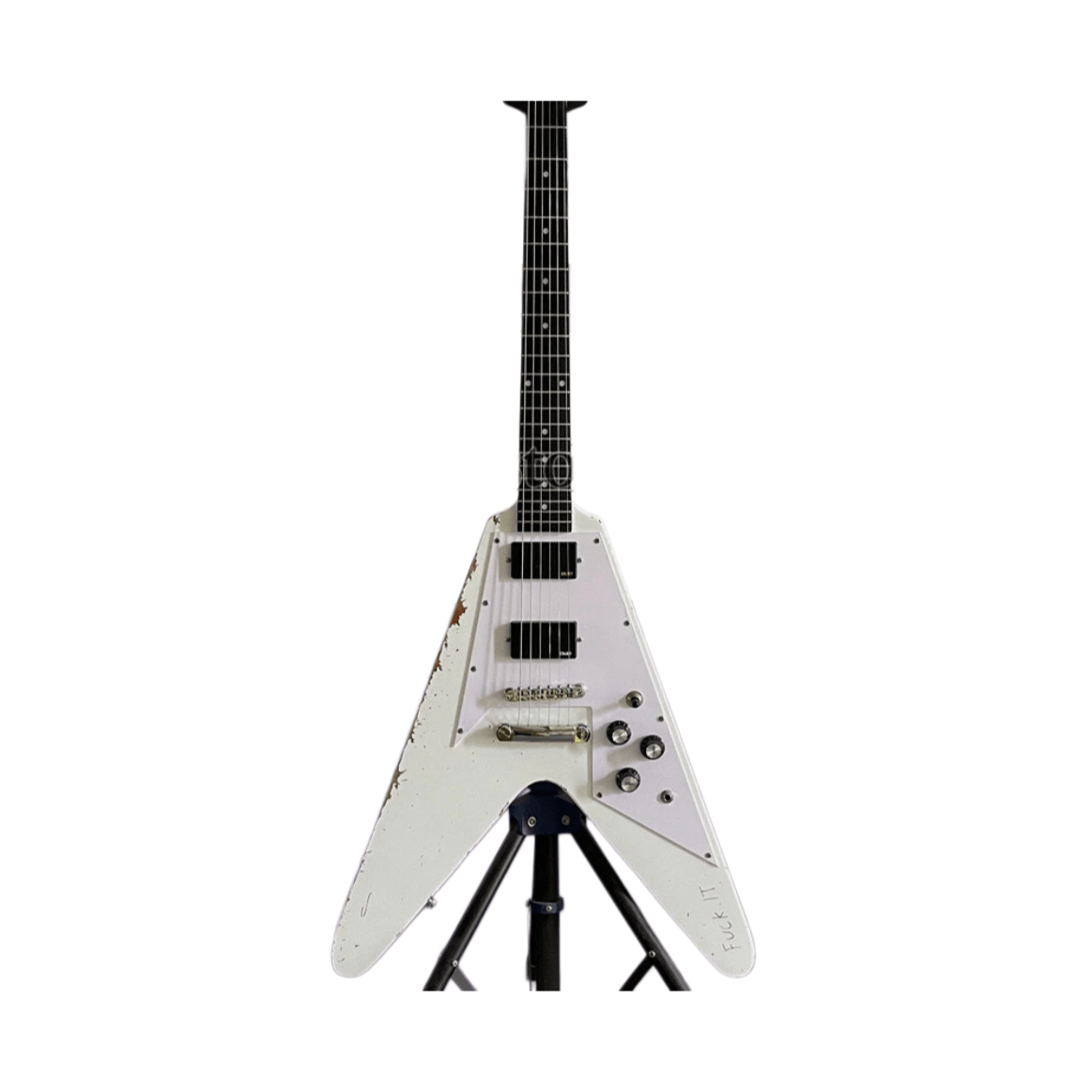 Vintage White '70s Flying V Electric Guitar James Hetfield EET FUK Heavy Aged