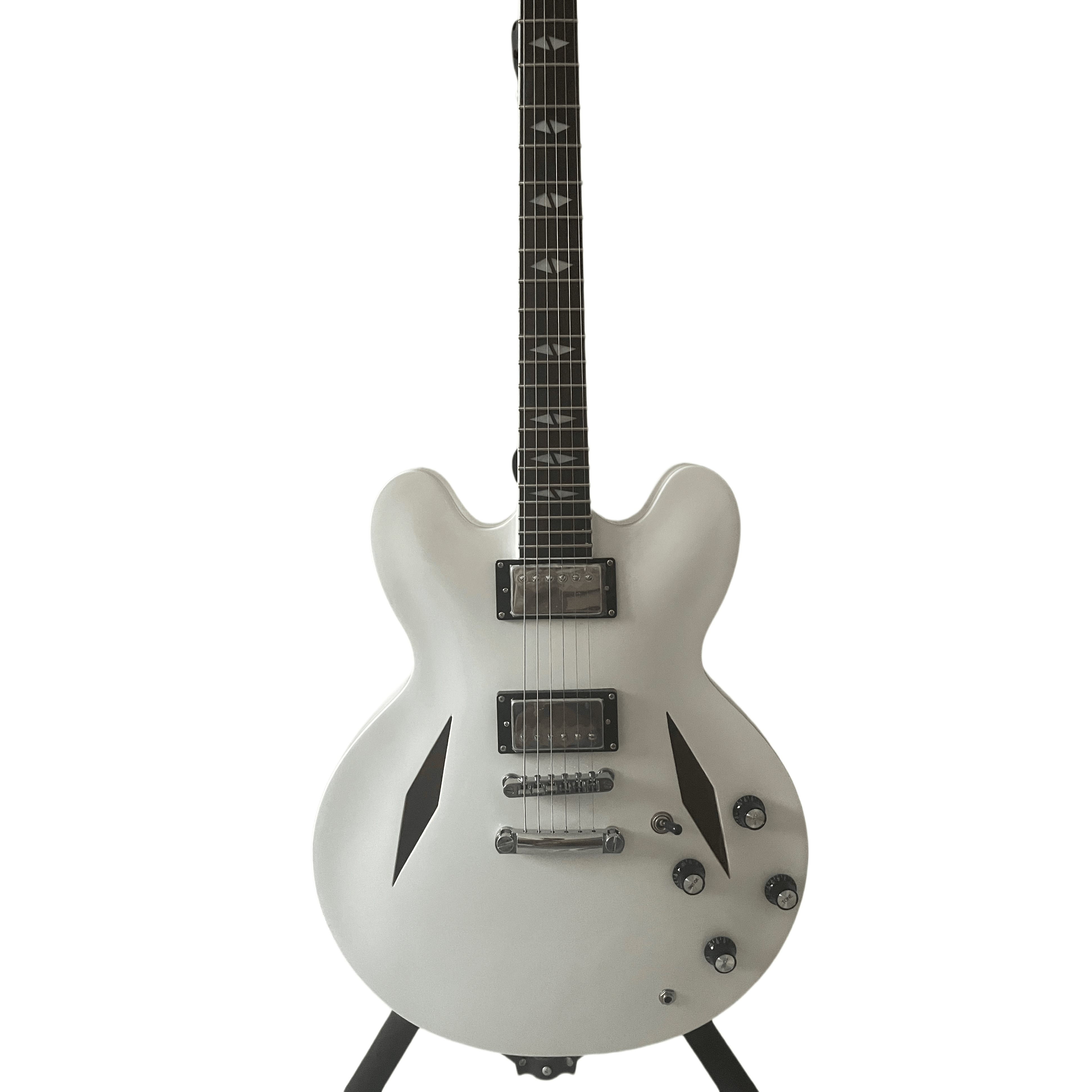 Metal Semi-Hollow Jazz Electric Guitar, DG335, White