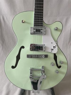 Light Green Jazz F-Hole Full Hollow Electric Guitar Metal Hardware Big Rocker