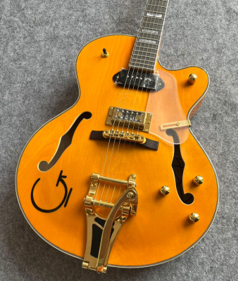Orange 6120 Double F Hollowbody Jazz Electric Guitar Large Tremolo Dual Single Coil Pickups Cactus Steerheads Fences Inlay