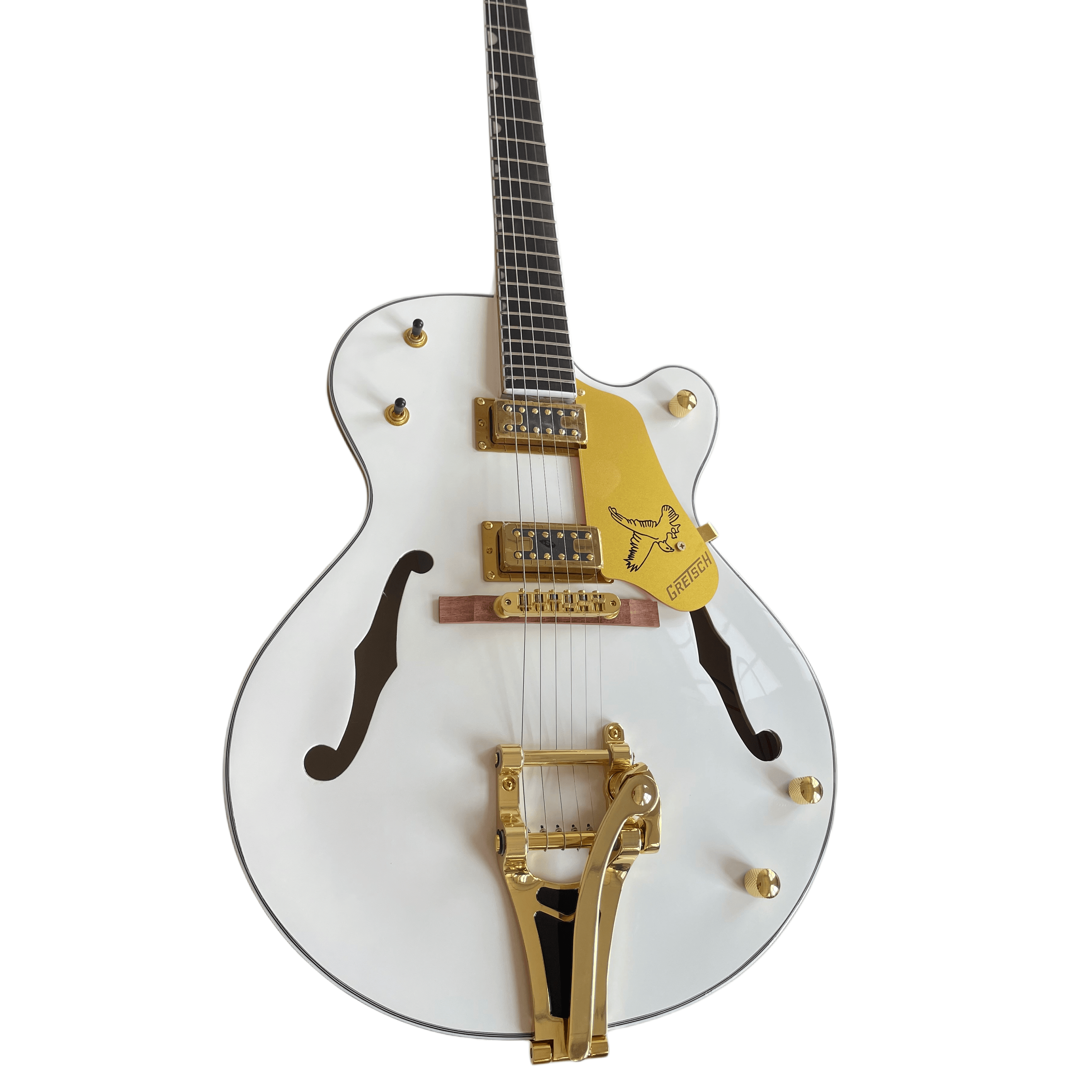 Custom White 6120 Semi-Hollow Body 6-String Electric Guitar With Gold Accessories