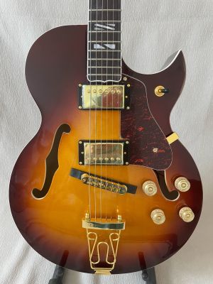 Super 400 CES Custom Jazz F-Hole Full Hollow Electric Guitar Yellow-Brown 6 String