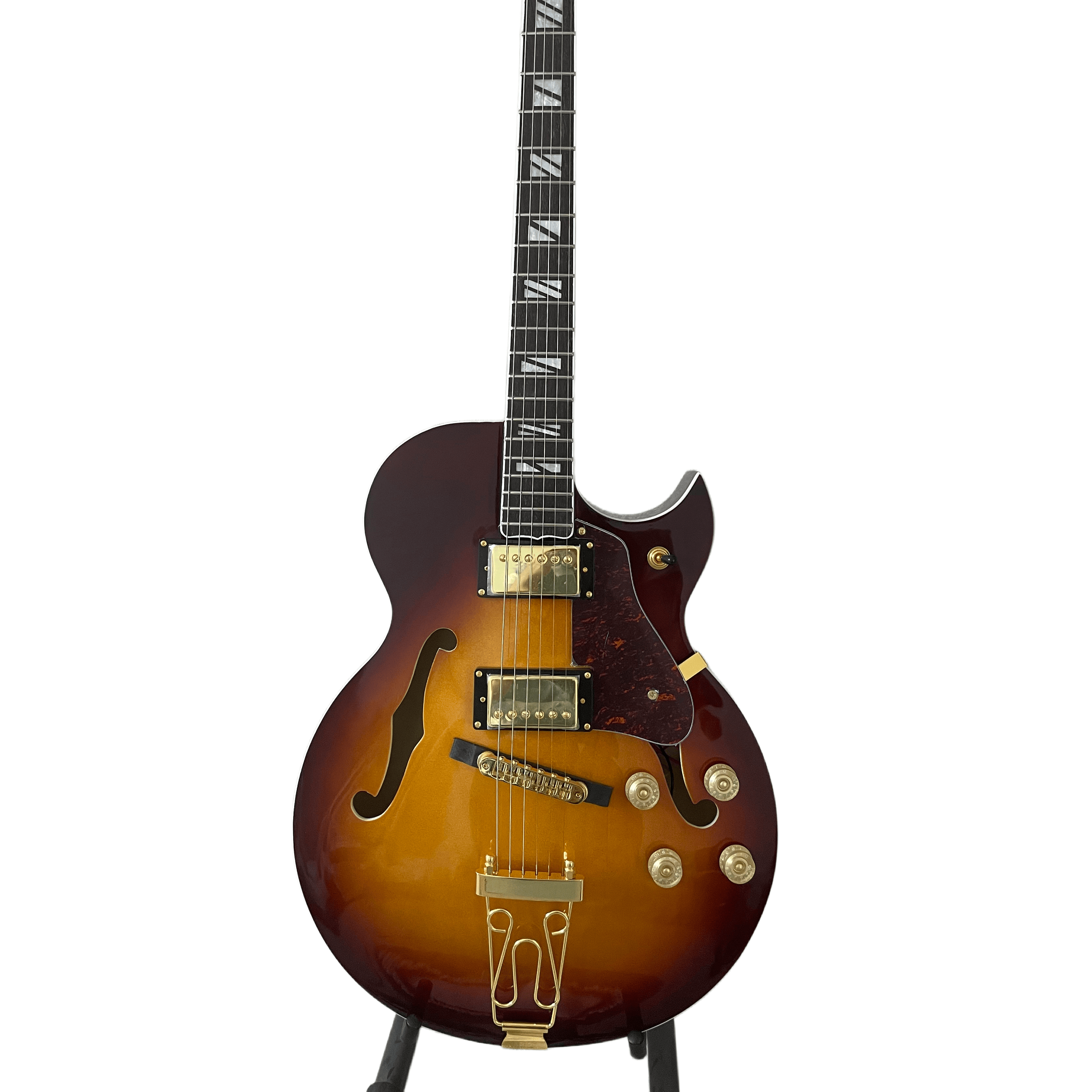 Super 400 CES Custom Jazz F-Hole Full Hollow Electric Guitar Yellow-Brown 6 String