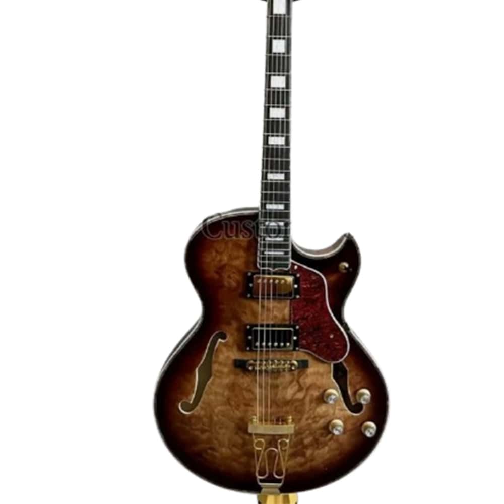 Custom Byrdland Electric Guitar Hollow Body Quilted Maple Top Smokehouse Burst