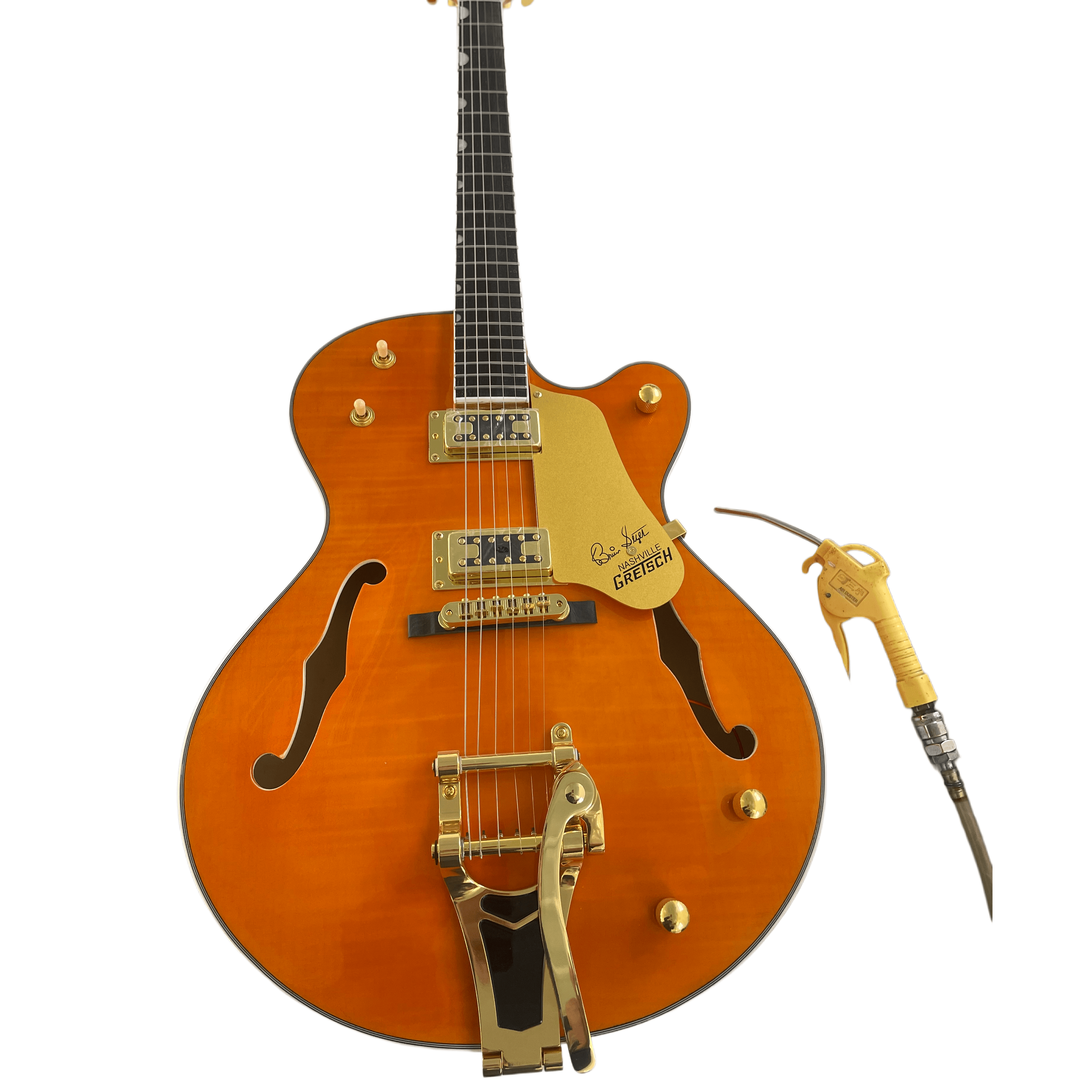 Orange Red Jazz F-Hole Full Hollow Electric Guitar Metal Hardware Big Rocker