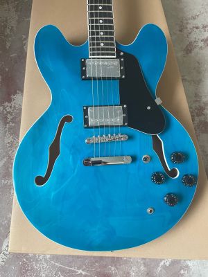 Classic F-Hole 335 Jazz Half Hollow Electric Guitar Blue Rosewood Fretboard