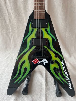 Flying V Electric Guitar Shaped Green Camouflage Finish Mahogany Body