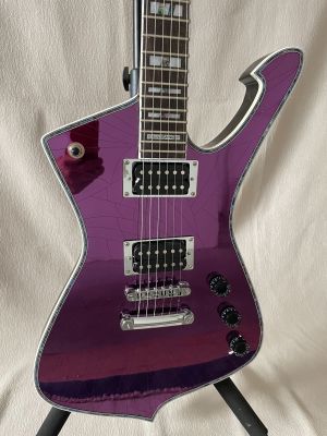 Iceman Paul Stanley Use Style Purple Mirror Electric Guitar Pickguard Abalone Body Binding Chrome Hardware