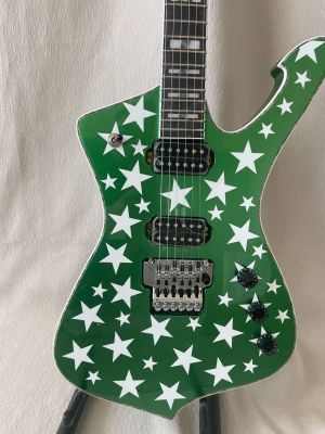Iceman Silver Star Green Electric Guitar HH Open Pickup Floyd Rosewood Fingerboard