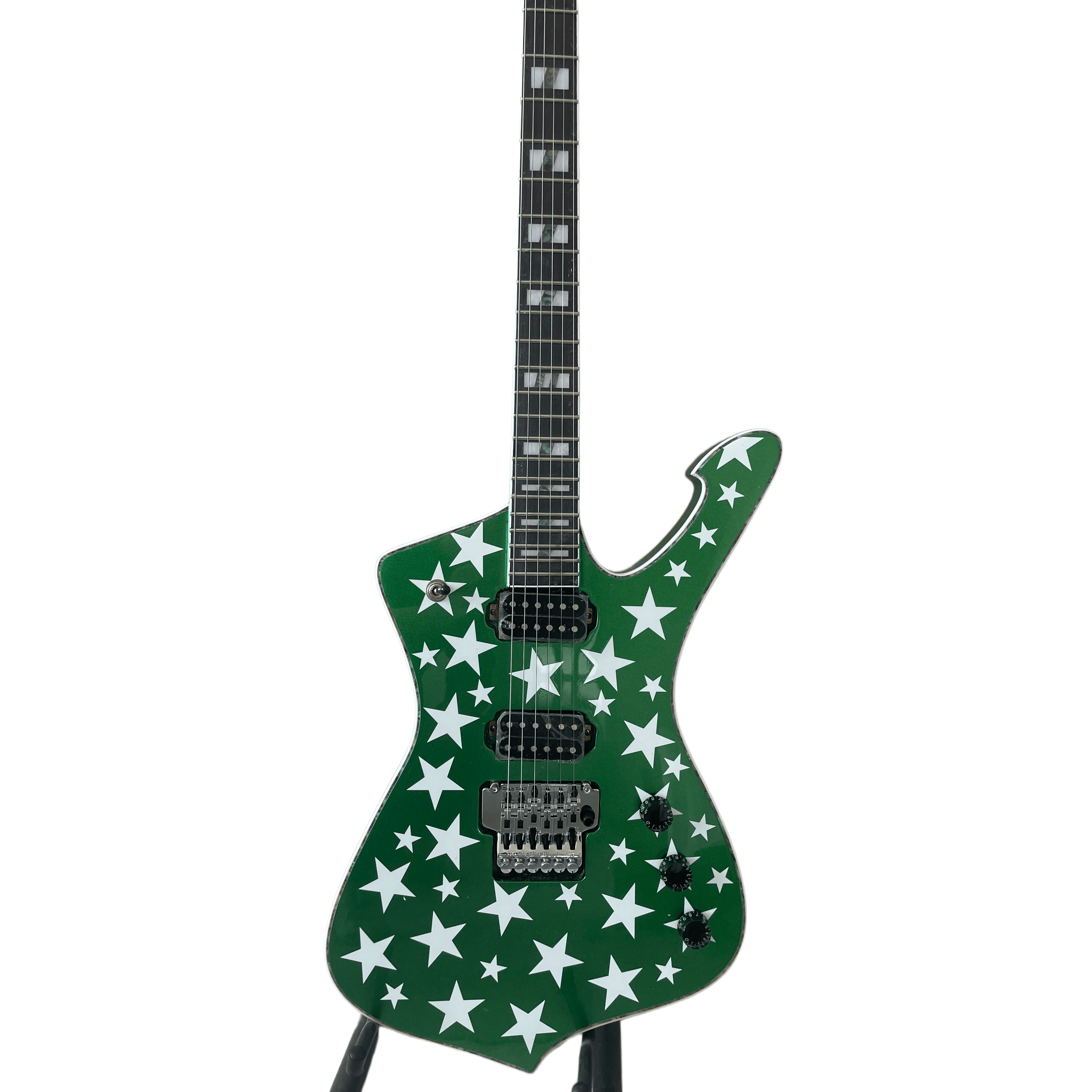 Iceman Silver Star Green Electric Guitar HH Open Pickup Floyd Rosewood Fingerboard