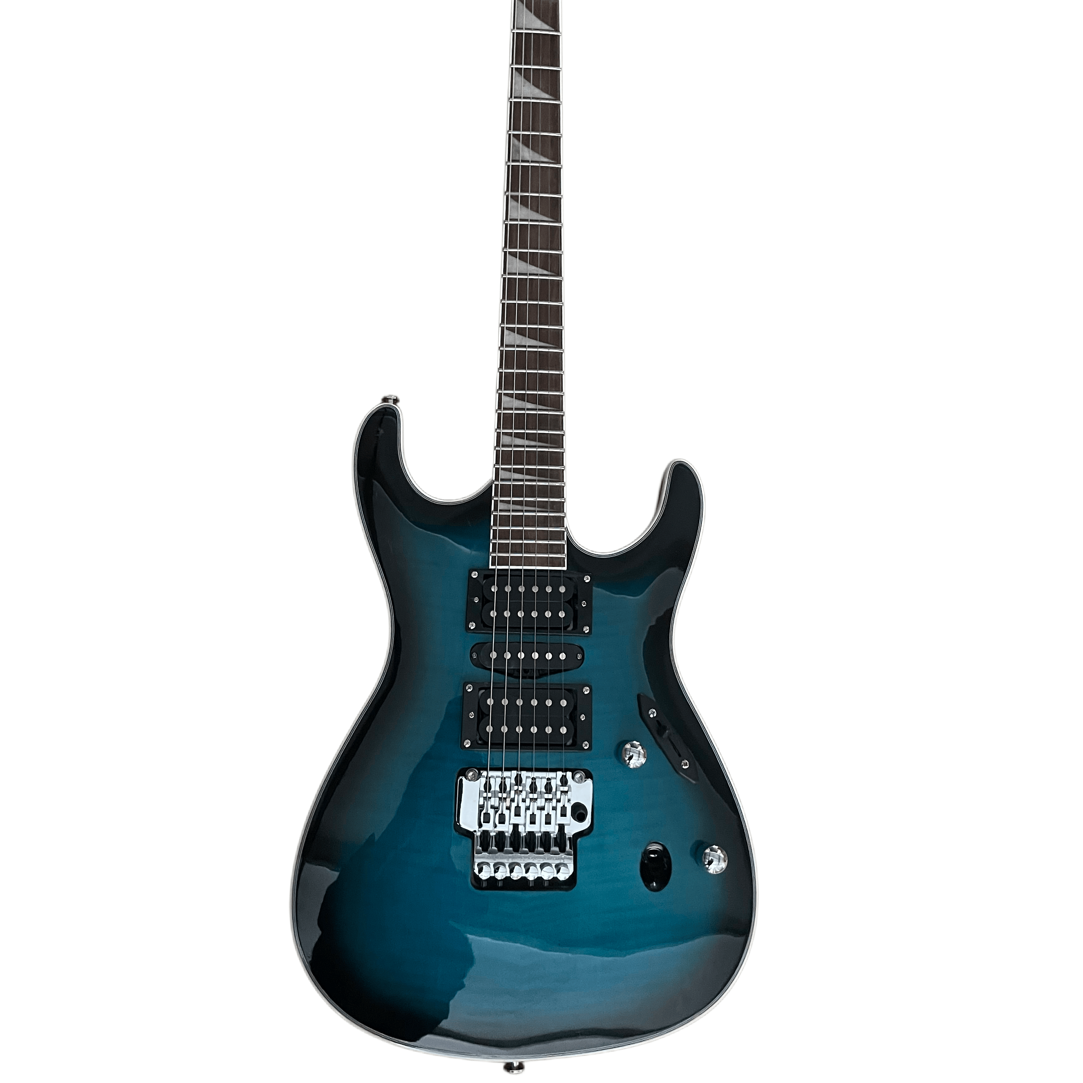 Blue 6 String Electric Guitar Gold Hardware 2H-H-2H Pickup Flame Maple Veneer Floydrose vibrato 24 Frets