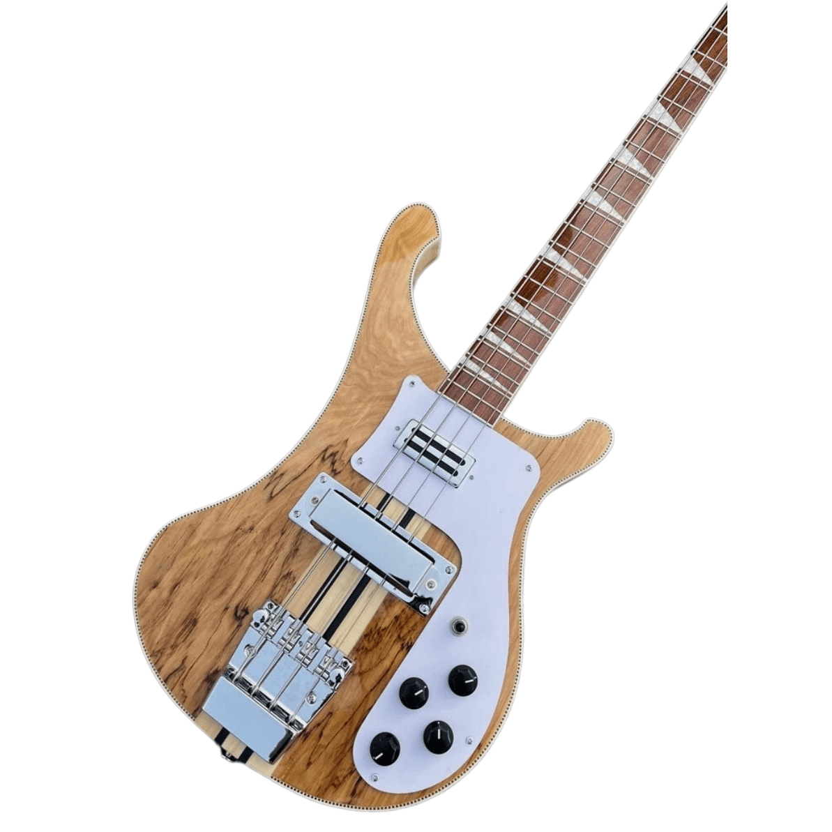 New Bass Guitar 4 String Maple Neck White Pickguard Natural Gloss Finish
