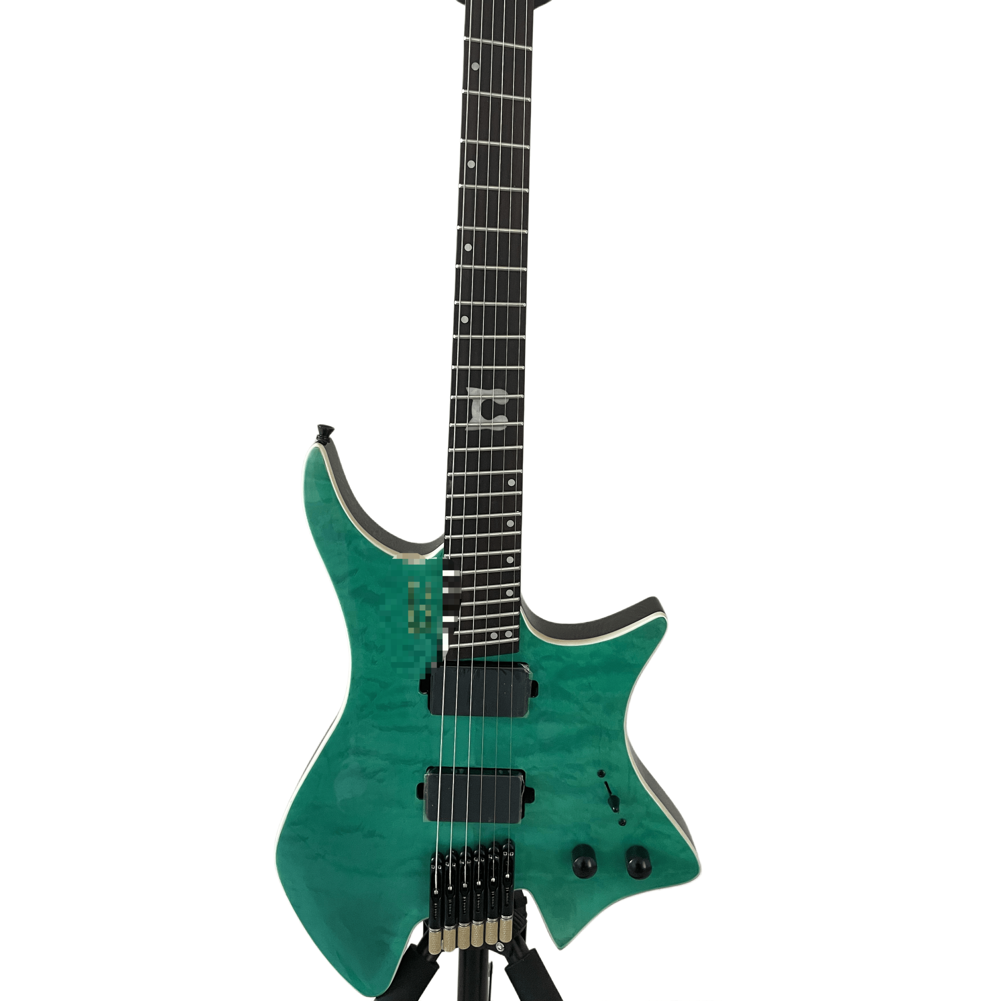 Custom Headless Blue Electric Guitar 6-String Maple Neck Rosewood Fingerboard