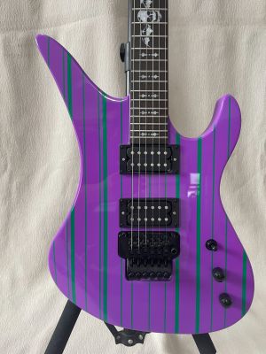 Synyster Gates Custom Electric Guitar Purple Green Stripes HH Pickups 6 Strings