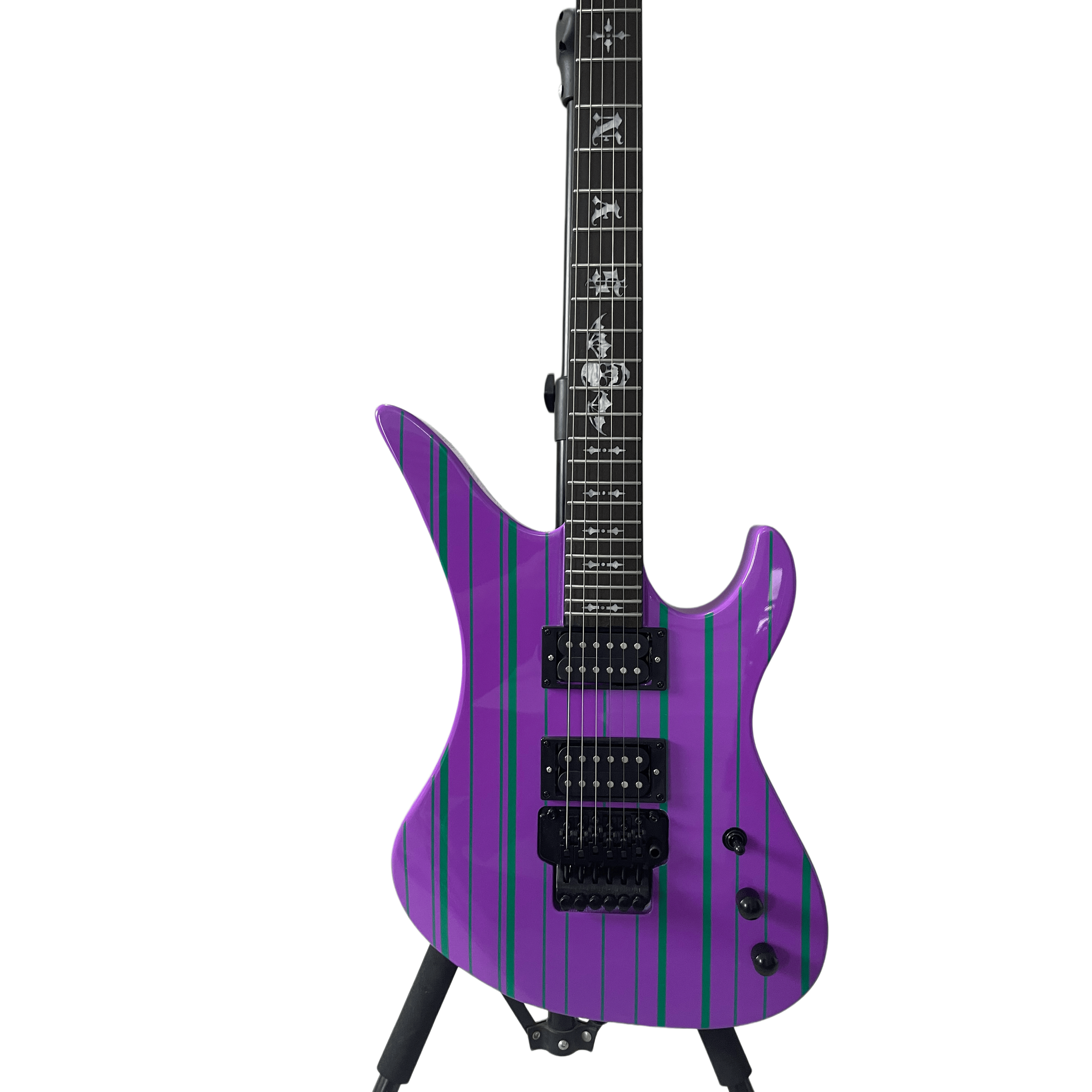 Synyster Gates Custom Electric Guitar Purple Green Stripes HH Pickups 6 Strings