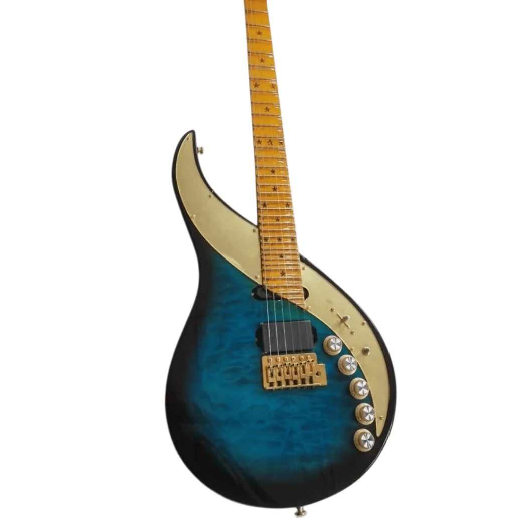 Pro Sky III Emperor Electric Guitar Blue Quilted Maple Top 29 Frets Scalloped Maple Fretboard