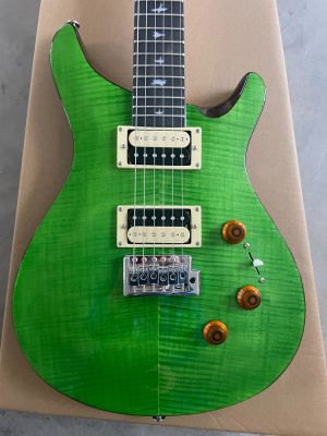 High Quality Electric Guitar,Rosewood Body, Maple Veneer Lower Flyer Inlay 2H Pickups Green