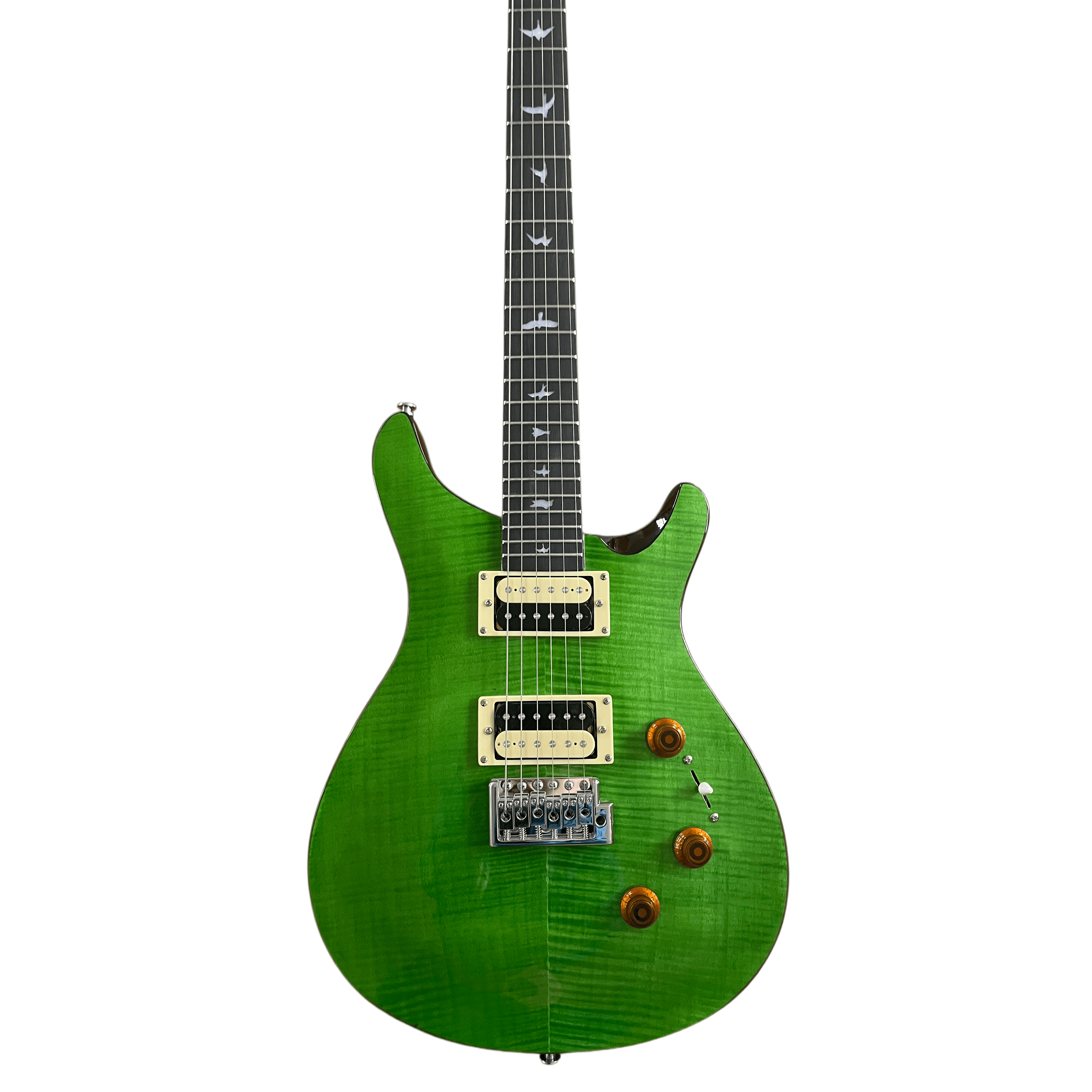 High Quality Electric Guitar,Rosewood Body, Maple Veneer Lower Flyer Inlay 2H Pickups Green