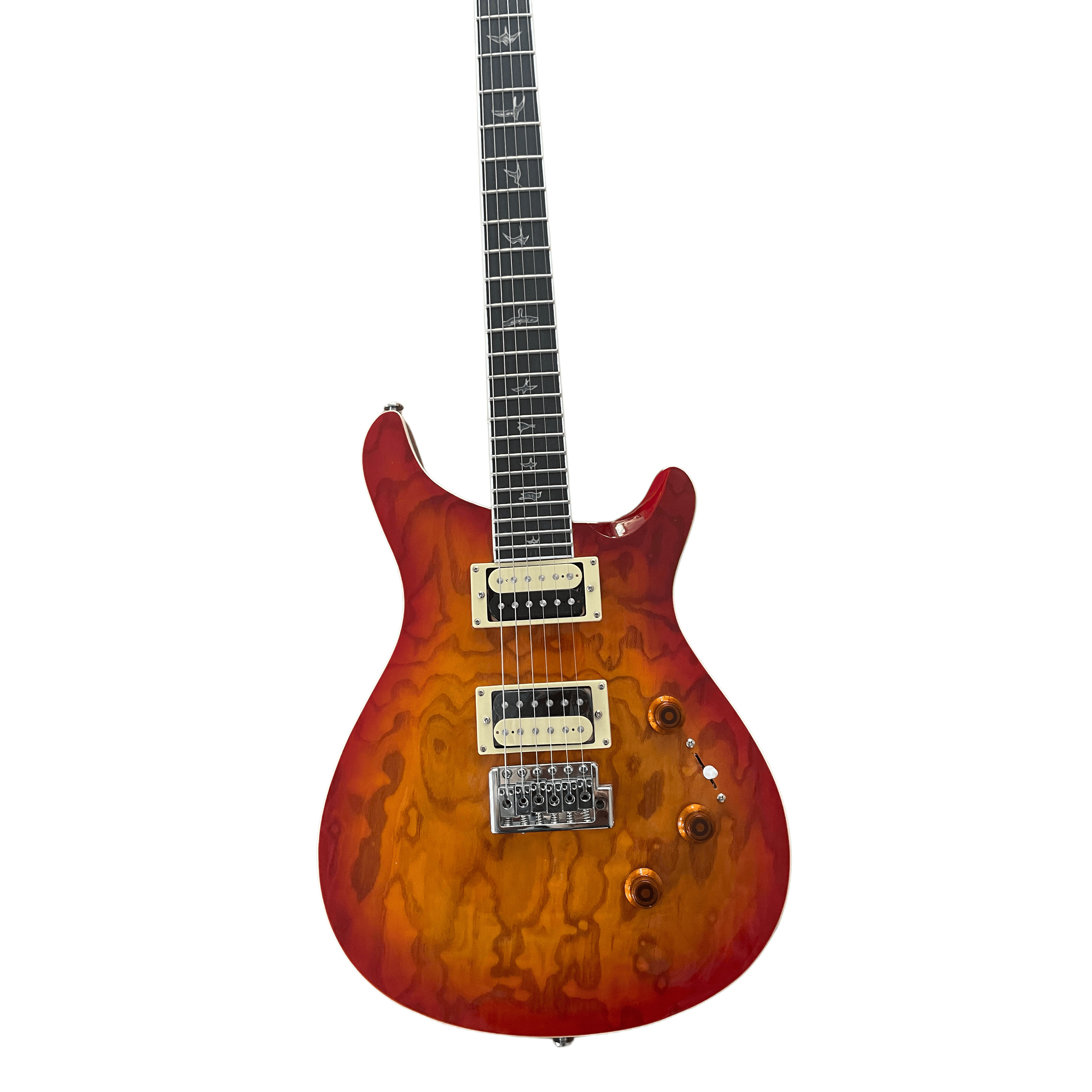 High Quality Electric Guitar,Rosewood Body, Landscape Pattern Finish Lower Flyer Inlay 2H Pickups Sunburst