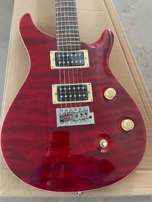 High Quality Electric Guitar,Rosewood Body, Large Floral Finish Lower Flyer Inlay 2H Pickups Red