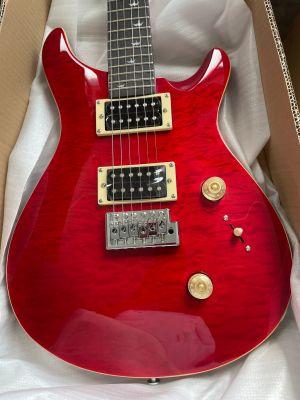 Red Electric Guitar Large Floral Finish Lower Flyer Inlay 2H Pickups Rosewood Body
