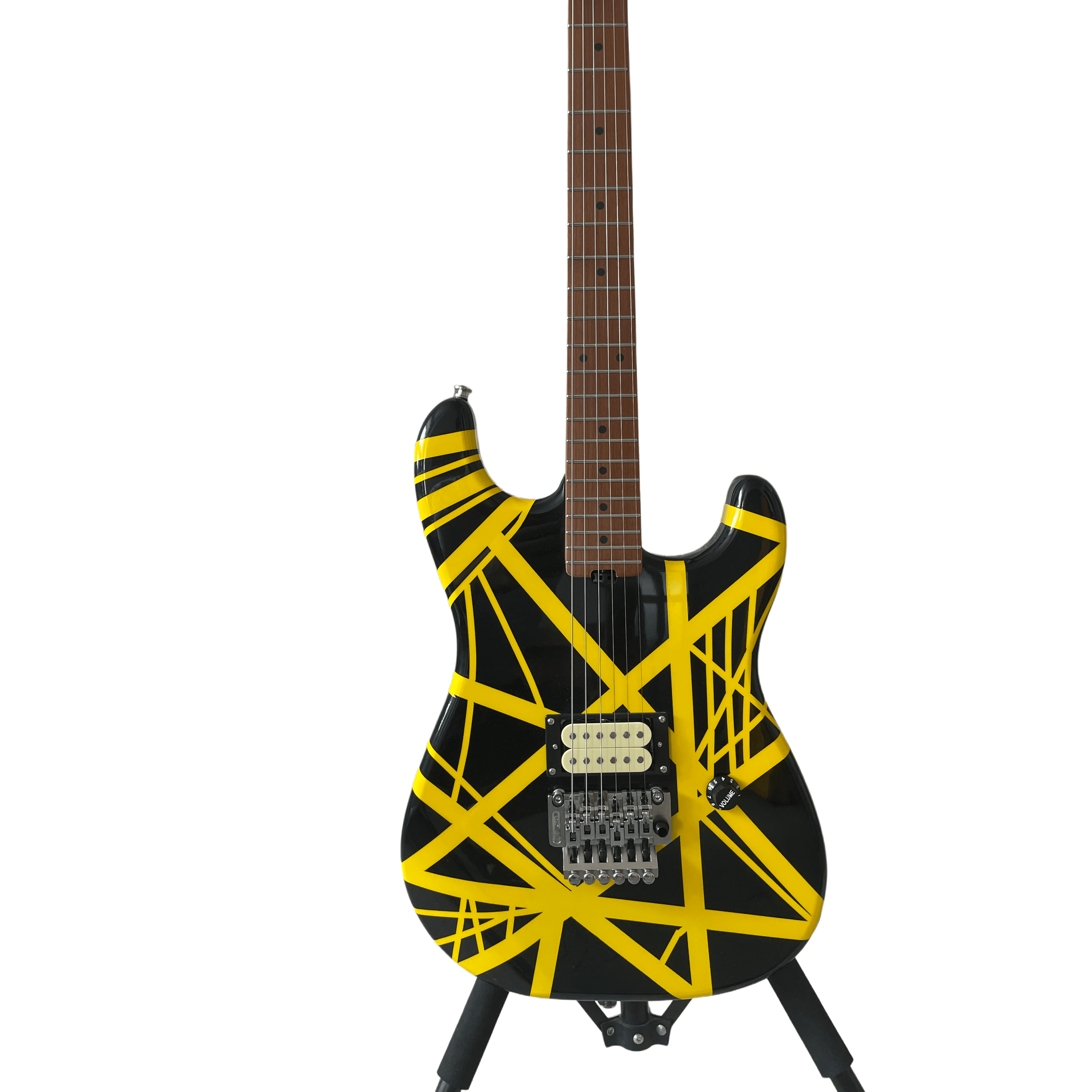 High Quality Yellow And Black Line Electric Guitars Floyd Rose Tremolo Bridge Maple Fingerboard