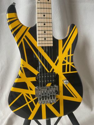 5150 Yellow Stripe Black Electric Guitar Floyd Rose Tremolo Bridge, Locking Nut, Maple Neck & Fingerboard