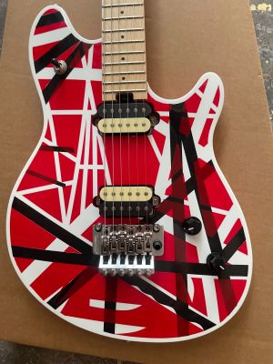 High Quality White And Red Line Electric Guitars Floyd Rose Tremolo Bridge Maple Fingerboard