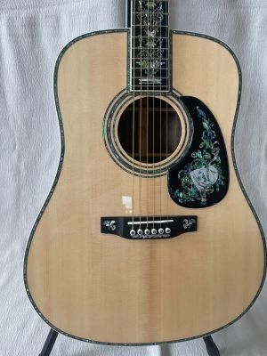 Deluxe Edition D-type Acoustic Guitar Abalone Inlay Solid Spruce Ebony Fretboard