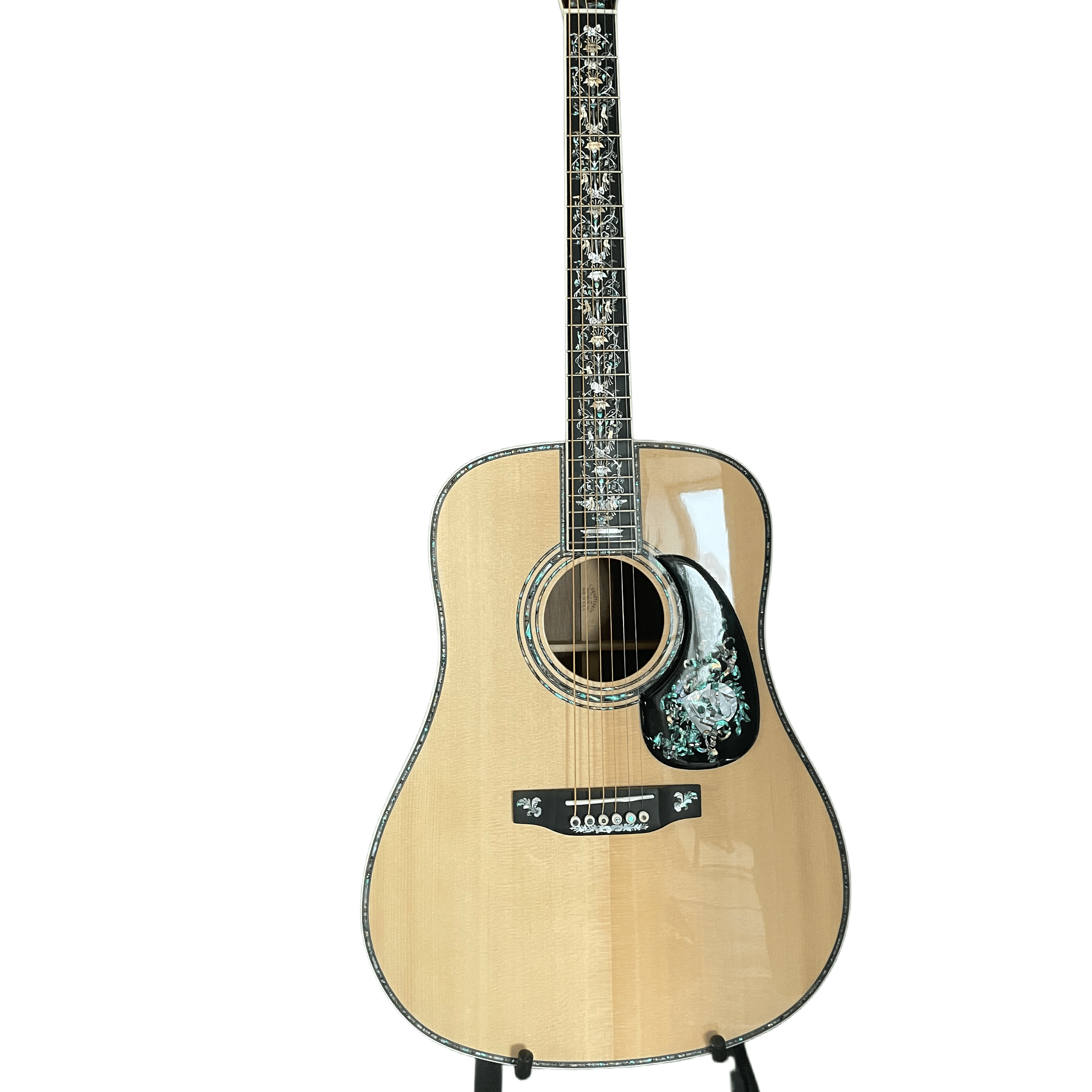 Deluxe Edition D-type Acoustic Guitar Abalone Inlay Solid Spruce Ebony Fretboard