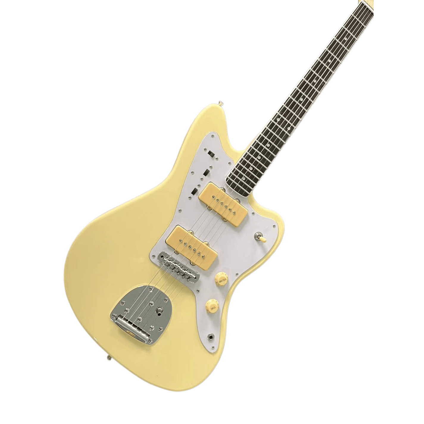 Cream Yellow Electric Guitar Rosewood Fingerboard White Tortoise Shell Pickguard