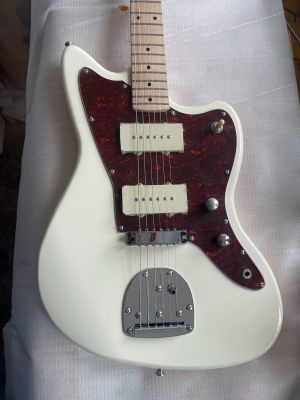 Offset Body Dual Humbucker Electric Guitar Vintage White Cream Pickups