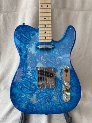 Classic T-Style Electric Guitar Blue Paisley Print 6-String Mahogany body Maple Fretboard