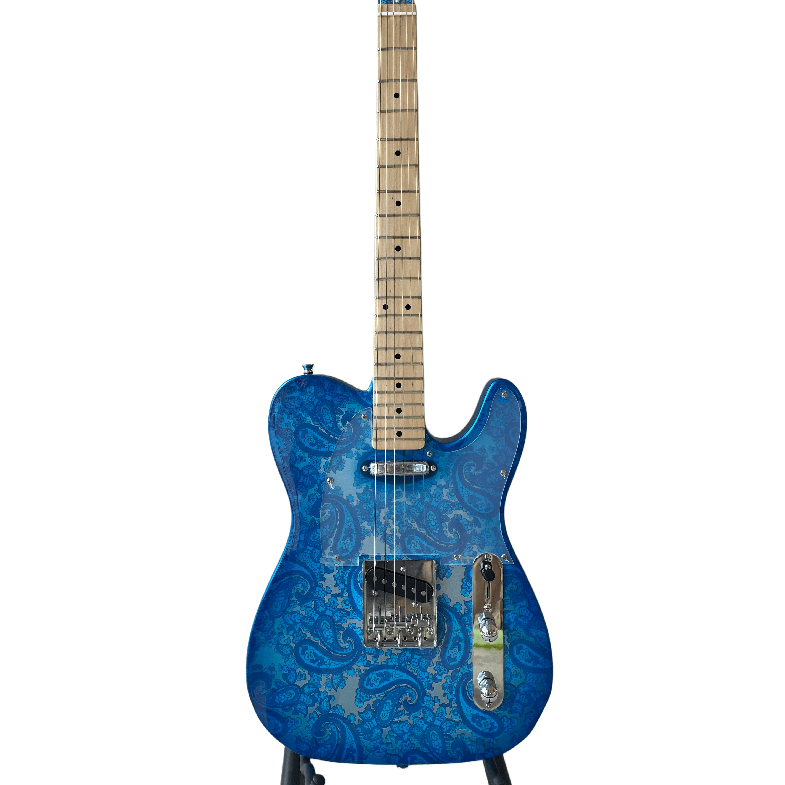 Classic T-Style Electric Guitar Blue Paisley Print 6-String Mahogany body Maple Fretboard