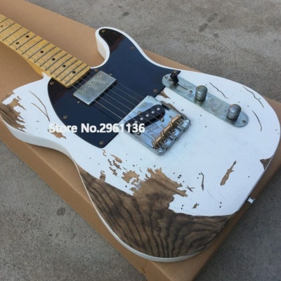 High Quality T-Style Electric Guitar 6 String Heavy Relic Distressed White Vintage  Alder Body With Maple Neck