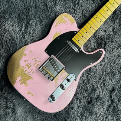 T-Style Electric Guitar Maple Fretboard Pink Vintage Ash Aged Body  Color 6 Strings