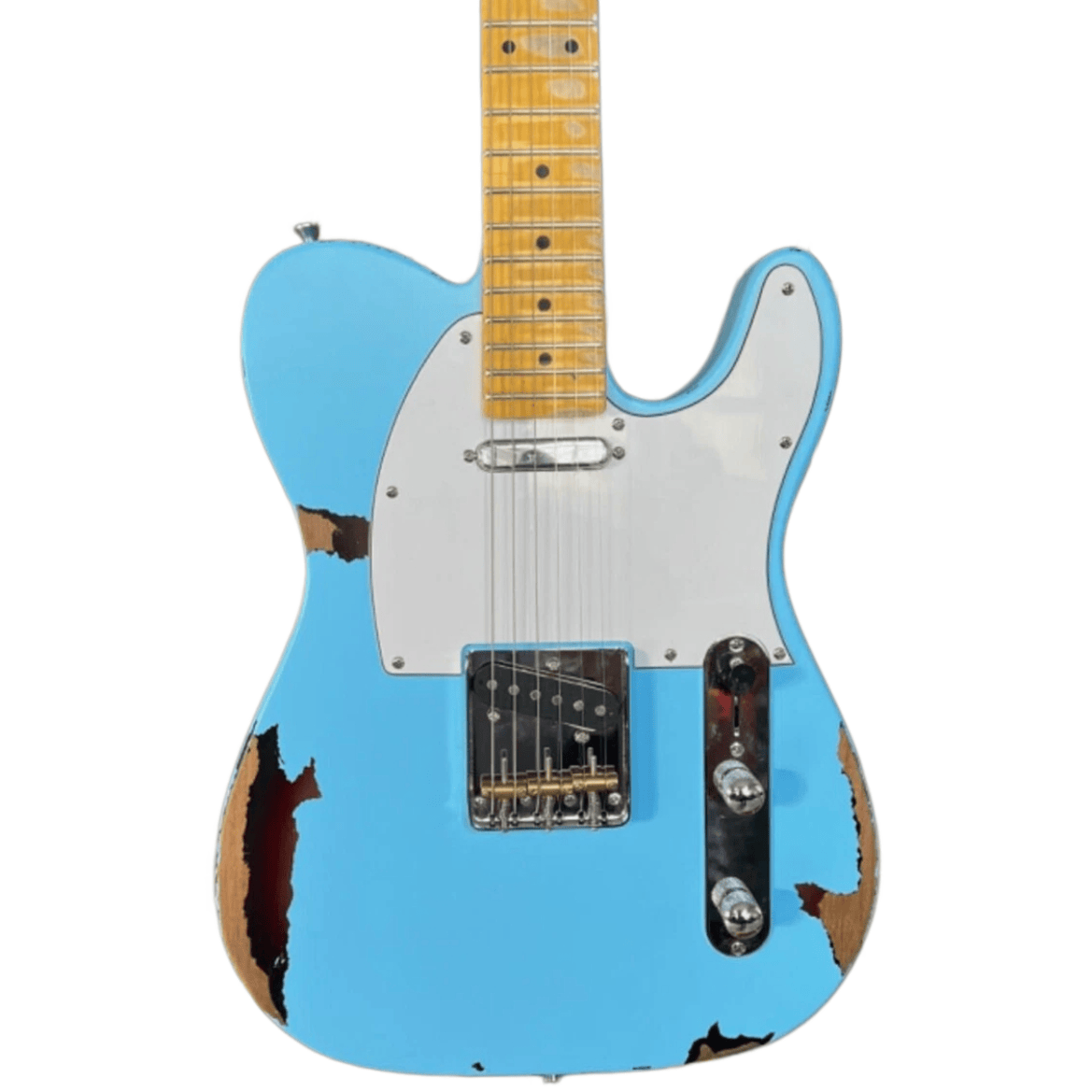 T-Style Electric Guitar 6 String Relic Distressed Light Blue Finish Vintage Maple Fretboard Alder Body