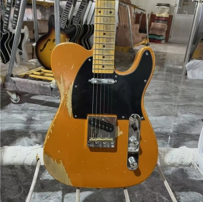 T-Style Electric Guitar Alder Heavy Relic Distressed Orange Body Maple Fretboard