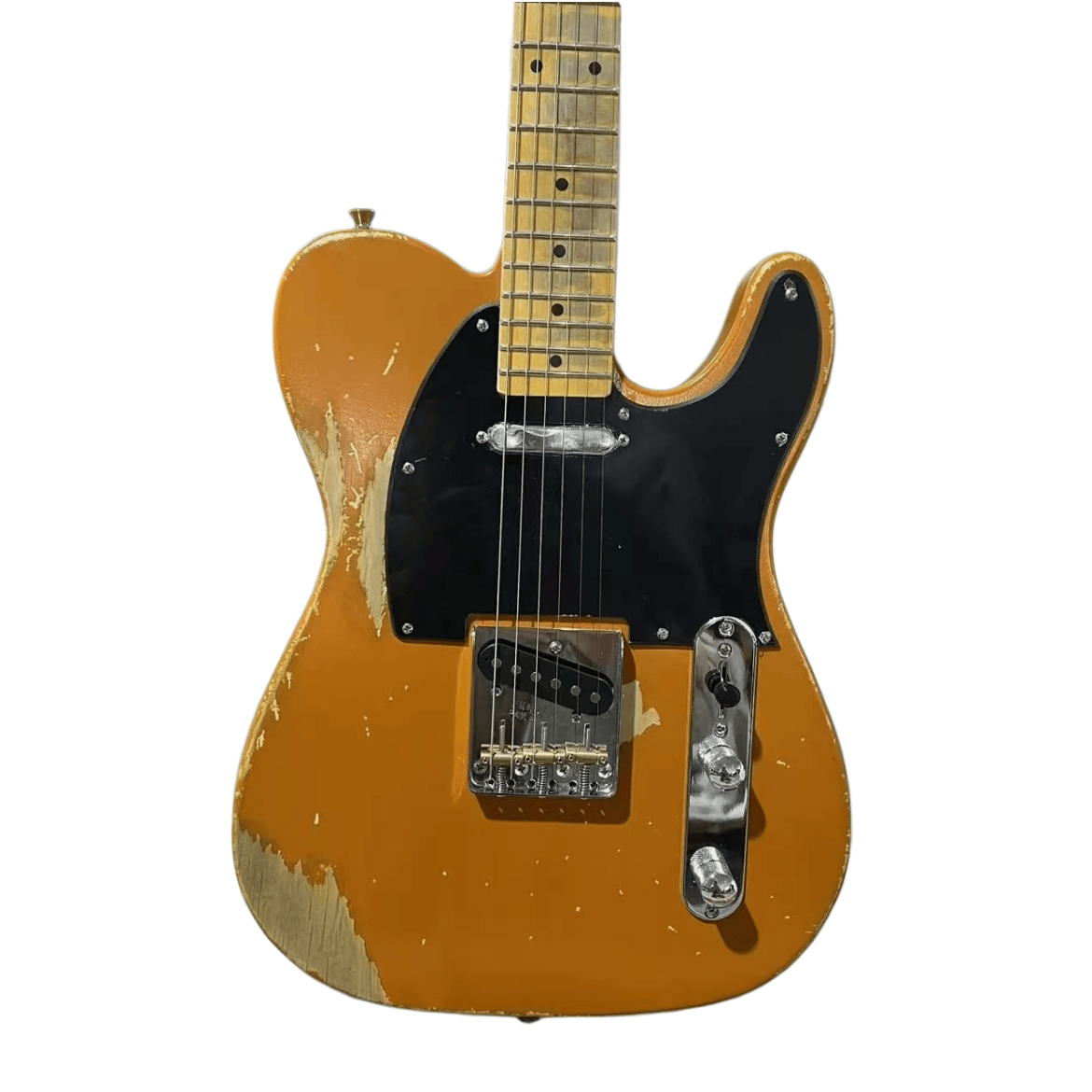 T-Style Electric Guitar Alder Heavy Relic Distressed Orange Body Maple Fretboard