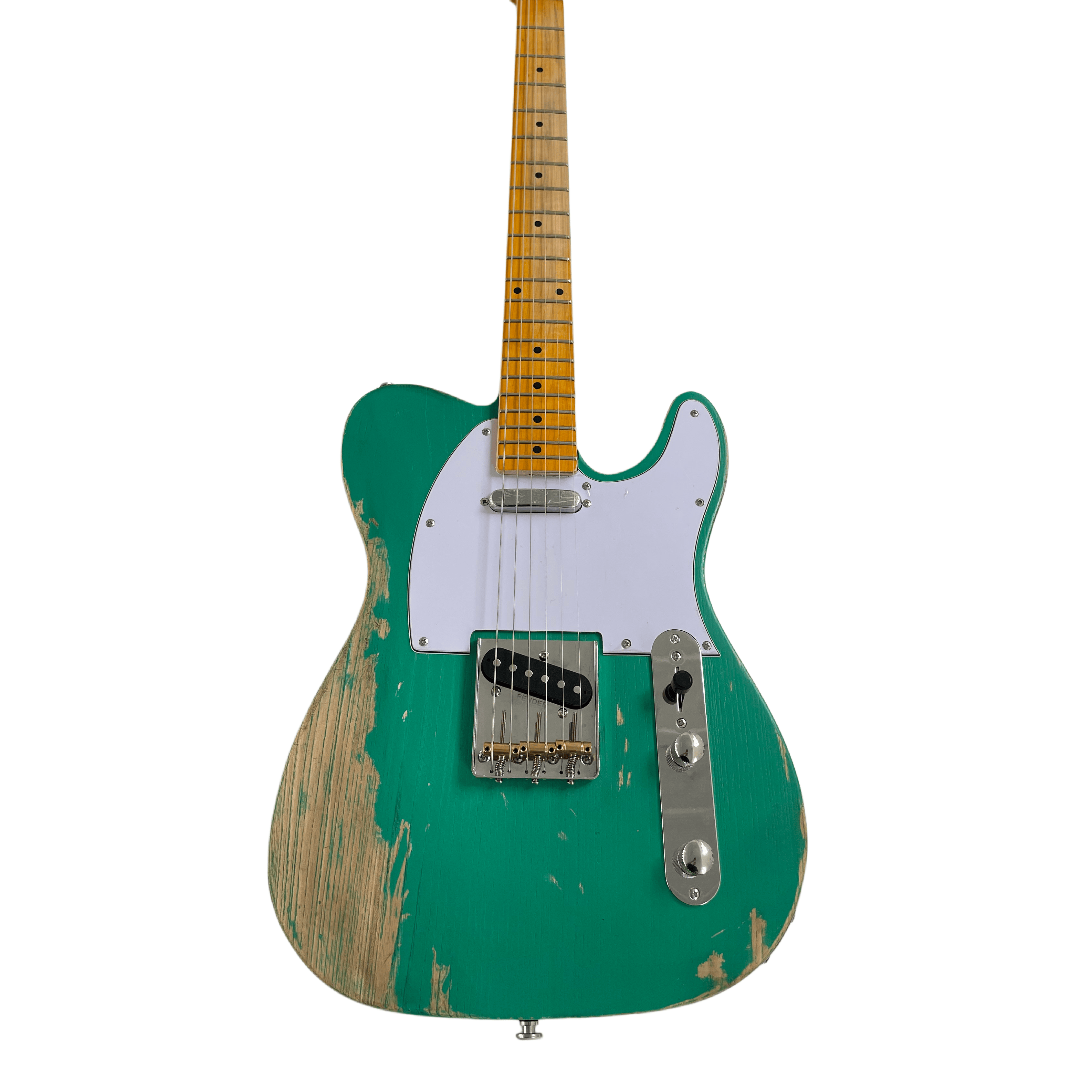 6 Strings Vintage Relic Electric Guitar Distressed T-Style Maple Fretboard Ash Green Body
